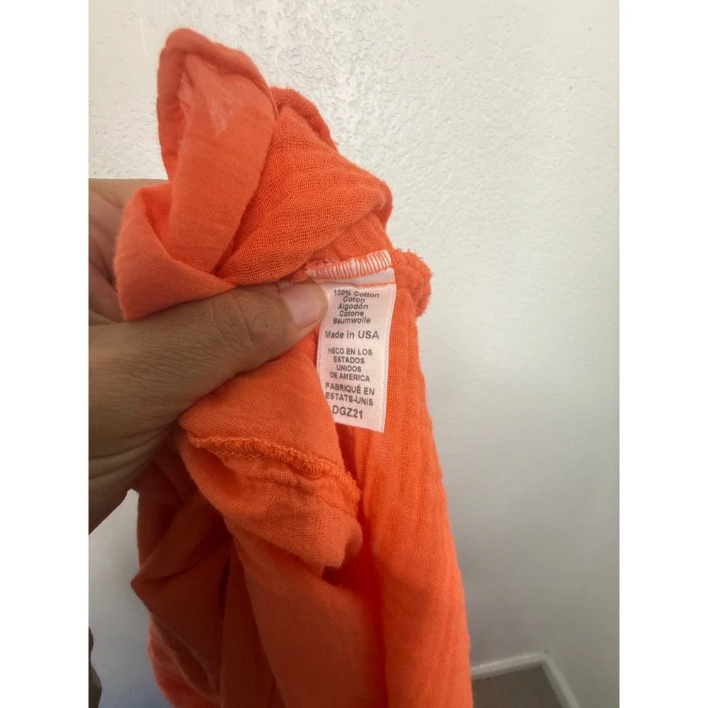 Michael Stars Havana Smocked Mini Skirt Heatwave Orange Cotton Gauze Size M NEW
